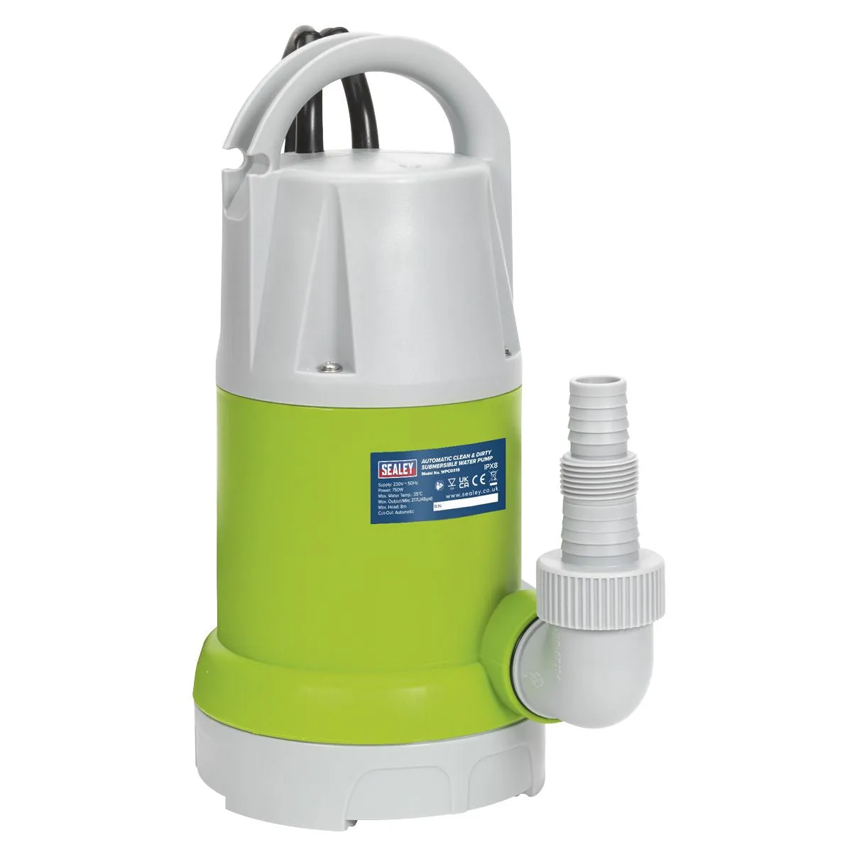 Sealey WPCD215 Submersible Clean & Dirty Water Pump Automatic 217L/min 230V